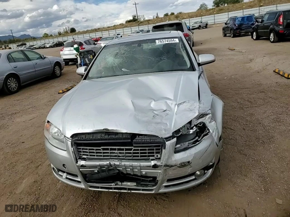 2006 Audi A4 2.0T with VIN WAUDF78E36A176310, listed as a Copart auction lot 76574594 with 0 mi miles and Salvage Title. Bid and sale history available at carsss.com. Image 11.