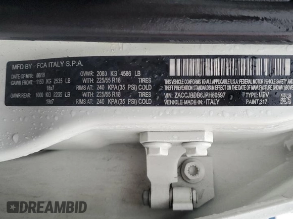2018 Jeep Renegade Limited с VIN ZACCJBDB6JPH80597, выставлен на аукционе Copart как лот 80479044 с пробегом 174 561 миль миль и Списание • Salvage title. История ставок и продаж доступна на DreamBid. Изображение 14.