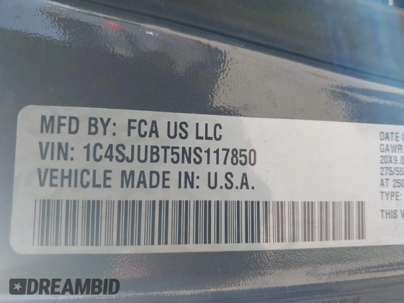 2022 Jeep Wagoneer Series II с VIN 1C4SJUBT5NS117850, выставлен на аукционе IAAI как лот 41835349 с пробегом 94 358 миль миль и . История ставок и продаж доступна на DreamBid. Изображение 9.