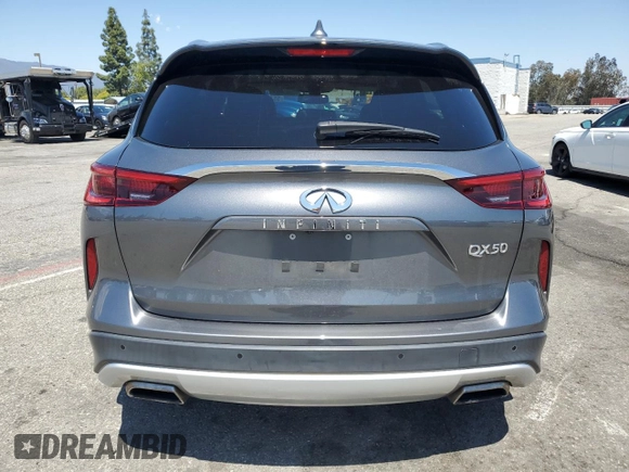 2021 Infiniti QX50 Luxe with VIN 3PCAJ5BA4MF108083, listed as a Copart auction lot 55128045 with 45,572 mi miles and Salvage title. Bid and sale history available at DreamBid. Image 6.