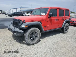 2021 Jeep Wrangler Unlimited Willys z VIN 1C4HJXDM8MW603982, wystawiony jako Copart lot #52986495 z przebiegiem 80 474 mil mil oraz Szkoda całkowita • Salvage title. Historia ofert i sprzedaży dostępna na DreamBid. Obrazek 1.
