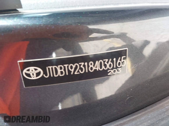 2008 Toyota Yaris with VIN JTDBT923184036165, listed as a IAAI auction lot 41844546 with 194,607 mi miles and . Bid and sale history available at DreamBid. Image 9.