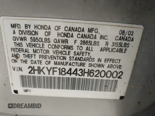 2003 Honda Pilot EX with VIN 2HKYF18443H620002, listed as a IAAI auction lot 41688454 with 213,392 mi miles. Bid and sale history available at carsss.com. Image 9.
