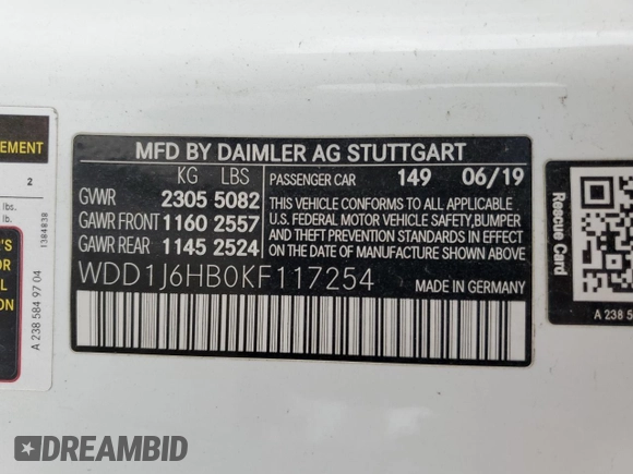 2019 Mercedes-Benz E-Class E 450 with VIN WDD1J6HB0KF117254, listed as a Copart auction lot 43449995 with 81,292 mi miles and Clean Title. Bid and sale history available at carsss.com. Image 13.