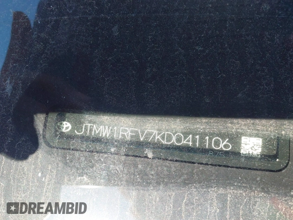2019 Toyota RAV4 XLE with VIN JTMW1RFV7KD041106, listed as a IAAI auction lot 41759077 with 187,723 mi miles and . Bid and sale history available at DreamBid. Image 9.