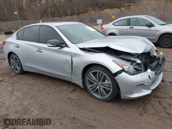2014 Infiniti Q50 Hybrid Sport with VIN JN1AV7AR3EM703431, listed as a IAAI auction lot 41710414 with 213,611 mi miles. Bid and sale history available at carsss.com. Image 1.