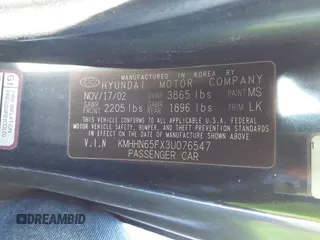 2003 Hyundai Tiburon GT z VIN KMHHN65FX3U076547, wystawiony jako IAAI lot #42015723 z przebiegiem 174 909 mil mil oraz . Historia ofert i sprzedaży dostępna na DreamBid. Obrazek 9.