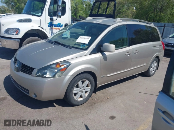 2006 Nissan Quest S Special Edition z VIN 5N1BV28U96N104720, wystawiony jako IAAI lot #42170285 z przebiegiem Nie podano mil oraz . Historia ofert i sprzedaży dostępna na DreamBid. Obrazek 2.