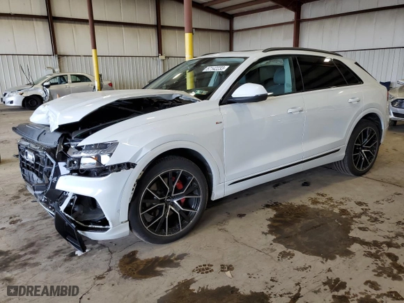 2020 Audi Q8 Prestige with VIN WA1FVAF15LD022939, listed as a Copart auction lot 57142233 with 35,061 mi miles. Bid and sale history available at carsss.com. Image 1.