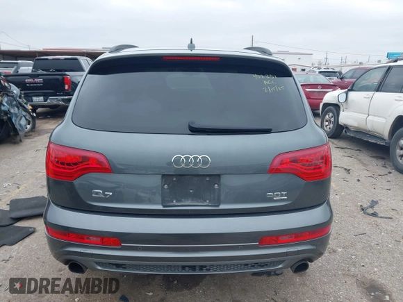 2014 Audi Q7 3.0T S line Prestige with VIN WA1DGAFEXED003259, listed as a IAAI auction lot 41624351 with 104,938 mi miles. Bid and sale history available at carsss.com. Image 16.