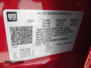 2023 Chevrolet Silverado 1500 LTZ with VIN 1GCUDGE85PZ190638, listed as a IAAI auction lot 41829532 with 15,418 mi miles and . Bid and sale history available at DreamBid. Image 9.