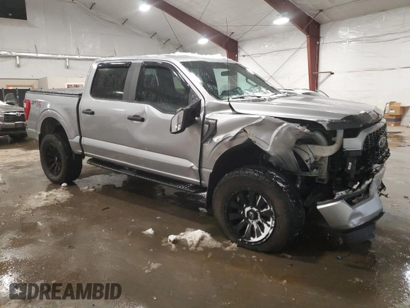 2021 Ford F-150 XL with VIN 1FTEW1EP4MFA06600, listed as a Copart auction lot 43686335 with 56,743 mi miles and Salvage Title. Bid and sale history available at carsss.com. Image 4.