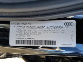2016 Audi A6 Premium Plus with VIN WAUFGAFC9GN003860, listed as a Copart auction lot 43025735 with 94,104 mi miles and Salvage Title. Bid and sale history available at DreamBid. Image 14.