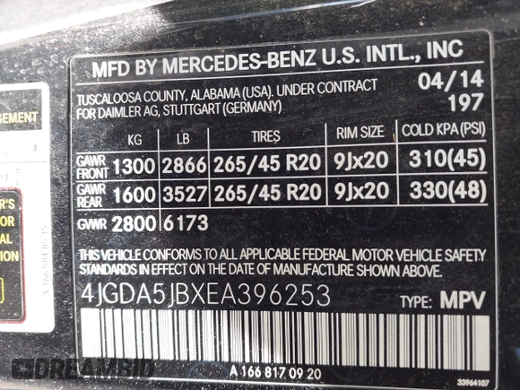 2014 Mercedes-Benz M 350 с VIN 4JGDA5JBXEA396253, выставлен на аукционе IAAI как лот 41998624 с пробегом 145 362 миль миль и . История ставок и продаж доступна на DreamBid. Изображение 9.