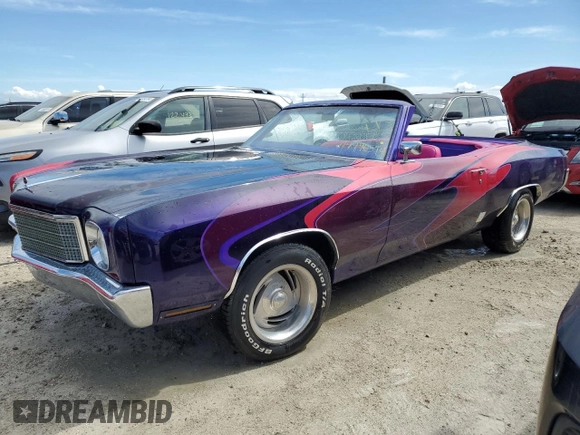 1970 Chevrolet Monte Carlo z VIN 138570F187605, wystawiony jako Copart lot #74946574 z przebiegiem Nie podano mil oraz Nie do naprawy. Historia ofert i sprzedaży dostępna na DreamBid. Obrazek 1.