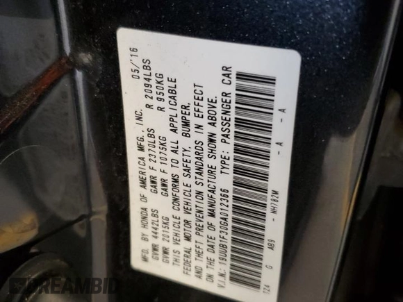 2016 Acura TLX with VIN 19UUB1F30GA012366, listed as a Copart auction lot 45647285 with 158,104 mi miles and Salvage Title. Bid and sale history available at carsss.com. Image 13.