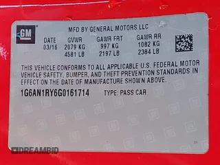 2016 Cadillac ATS-V with VIN 1G6AN1RY6G0161714, listed as a IAAI auction lot 41202161 with 84,041 mi miles. Bid and sale history available at carsss.com. Image 9.