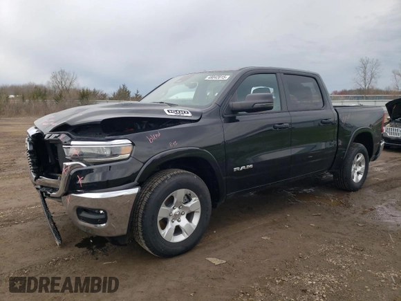 2025 Ram 1500 Big Horn z VIN 1C6SRFFP0SN559311, wystawiony jako Copart lot #48042015 z przebiegiem 491 mil mil oraz Szkoda całkowita • Salvage title. Historia ofert i sprzedaży dostępna na DreamBid. Obrazek 1.