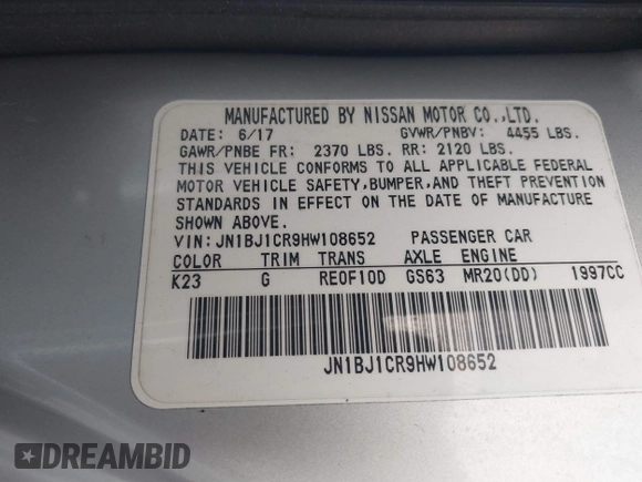2017 Nissan Rogue SL z VIN JN1BJ1CR9HW108652, wystawiony jako IAAI lot #41418435 z przebiegiem 54 481 mil mil oraz . Historia ofert i sprzedaży dostępna na DreamBid. Obrazek 9.