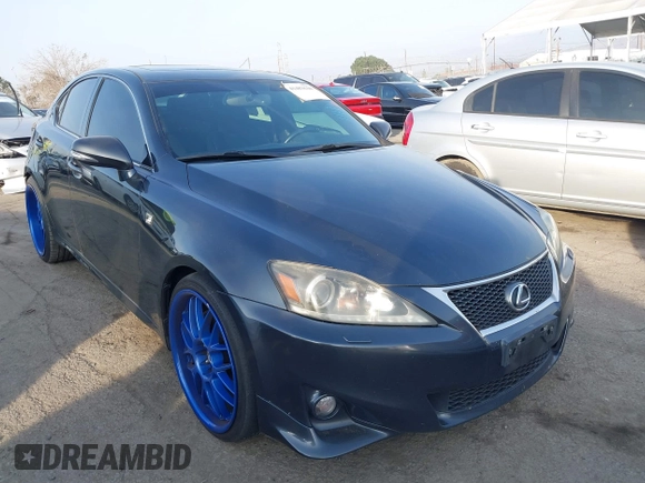 2011 Lexus IS with VIN JTHBE5C28B5027536, listed as a IAAI auction lot 41483620 with 235,603 mi miles. Bid and sale history available at carsss.com. Image 1.