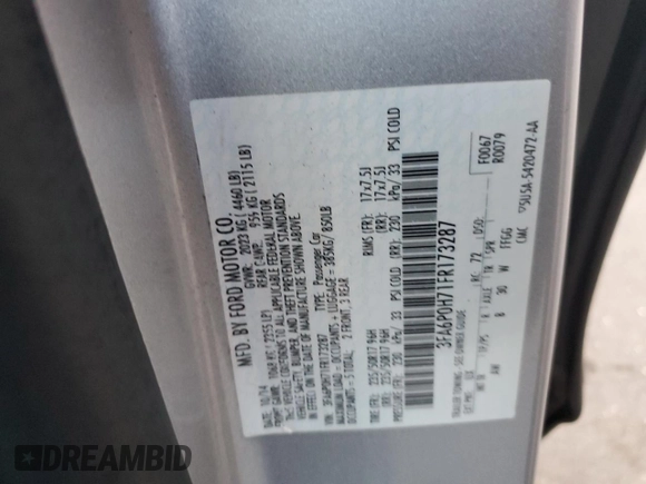 2015 Ford Fusion SE with VIN 3FA6P0H71FR173287, listed as a Copart auction lot 79954914 with 117,685 mi miles and Salvage Title. Bid and sale history available at DreamBid. Image 14.