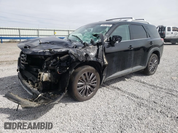 2023 Nissan Pathfinder SL with VIN 5N1DR3CD6PC230945, listed as a Copart auction lot 48570295 with 27,680 mi miles and Salvage title. Bid and sale history available at DreamBid. Image 1.