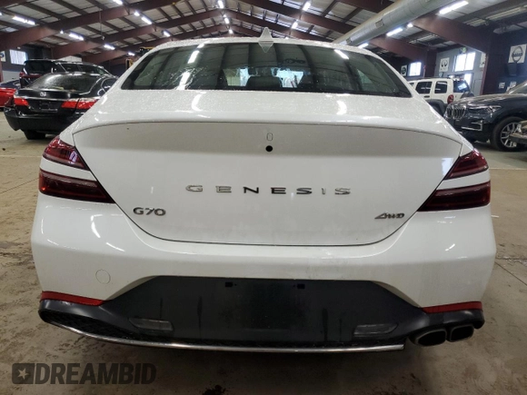 2023 Genesis G70 2.0T with VIN KMTG34TA5PU128224, listed as a Copart auction lot 82026383 with 7,311 mi miles and Salvage Title. Bid and sale history available at DreamBid. Image 6.
