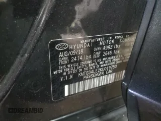 2019 Genesis G70 Dynamic with VIN KMTG34LE2KU019750, listed as a Copart auction lot 43602185 with 23,027 mi miles and Salvage Title. Bid and sale history available at DreamBid. Image 13.