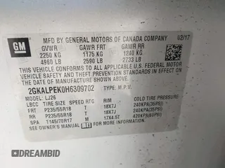 2017 GMC Terrain SLT z VIN 2GKALPEK0H6309702, wystawiony jako IAAI lot #41273773 z przebiegiem 124 650 mil mil oraz . Historia ofert i sprzedaży dostępna na DreamBid. Obrazek 9.