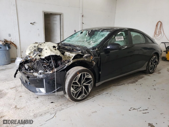 2023 Hyundai IONIQ 6 SEL with VIN KMHM34AAXPA035376, listed as a Copart auction lot 45840605 with 21088 miles and Salvage Title. Bid and sale history available at carsss.com. Image 1.