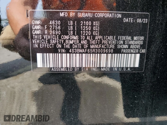 2024 Subaru Legacy Premium z VIN 4S3BWAF65R3009698, wystawiony jako Copart lot #60721555 z przebiegiem 18 847 mil mil oraz Szkoda całkowita • Salvage title. Historia ofert i sprzedaży dostępna na DreamBid. Obrazek 13.