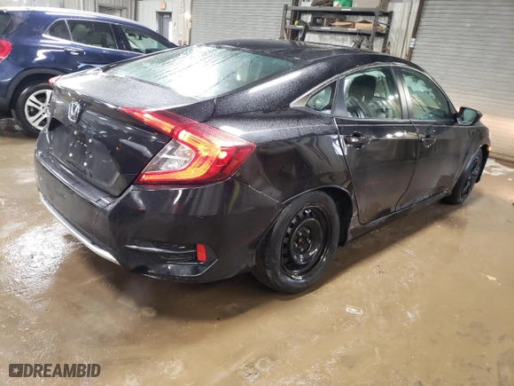 2020 Honda Civic Sedan LX with VIN 2HGFC2F66LH522982, listed as a Copart auction lot 43598325 with 52,043 mi miles and Salvage Title. Bid and sale history available at carsss.com. Image 3.