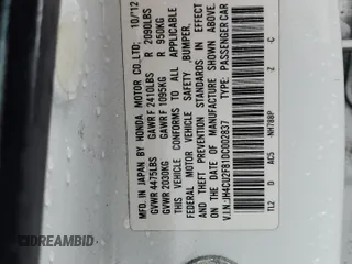 2013 Acura TSX Special Edition with VIN JH4CU2F81DC002837, listed as a Copart auction lot 49134105 with 101,078 mi miles and Salvage title. Bid and sale history available at DreamBid. Image 13.