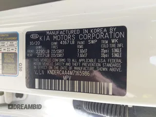 2021 Kia Seltos EX z VIN KNDERCAA4M7165986, wystawiony jako IAAI lot #41815940 z przebiegiem 61 615 mil mil oraz . Historia ofert i sprzedaży dostępna na DreamBid. Obrazek 9.
