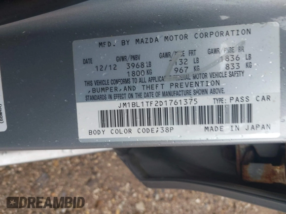 2013 Mazda 3 i SV z VIN JM1BL1TF2D1761375, wystawiony jako IAAI lot #42373558 z przebiegiem 150 196 mil mil oraz . Historia ofert i sprzedaży dostępna na DreamBid. Obrazek 9.