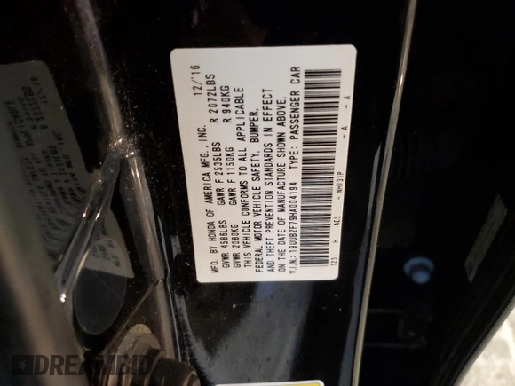 2017 Acura TLX V6 w/Advance Pkg with VIN 19UUB2F79HA004194, listed as a Copart auction lot 84422374 with 119,019 mi miles and Salvage title. Bid and sale history available at DreamBid. Image 12.