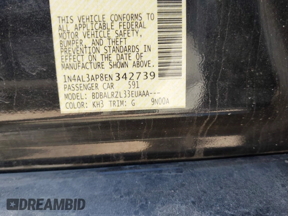 2014 Nissan Altima 2.5 S with VIN 1N4AL3AP8EN342739, listed as a IAAI auction lot 41722517 with 237,536 mi miles. Bid and sale history available at carsss.com. Image 9.