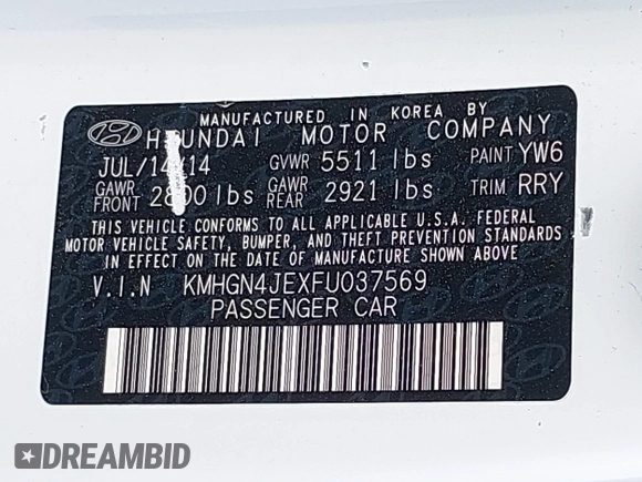 2015 Hyundai Genesis 3.8L z VIN KMHGN4JEXFU037569, wystawiony jako IAAI lot #41957191 z przebiegiem 45 242 mil mil oraz . Historia ofert i sprzedaży dostępna na DreamBid. Obrazek 9.