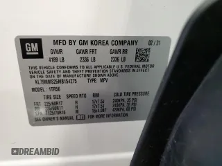 2021 Chevrolet TrailBlazer LS with VIN KL79MMS25MB154275, listed as a Copart auction lot 54921474 with 21,767 mi miles and Salvage Title. Bid and sale history available at DreamBid. Image 13.