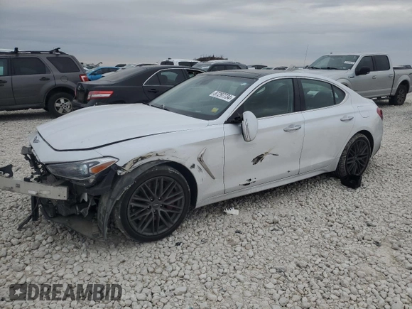 2019 Genesis G70 Dynamic with VIN KMTG34LE3KU014251, listed as a Copart auction lot 87297734 with 97,705 mi miles and Salvage Title. Bid and sale history available at DreamBid. Image 1.