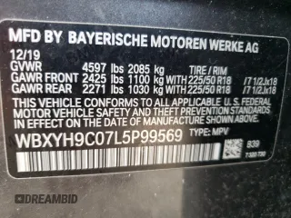 2020 BMW X2 sDrive28i with VIN WBXYH9C07L5P99569, listed as a Copart auction lot 62471604 with Not provided miles and Clean title. Bid and sale history available at DreamBid. Image 14.