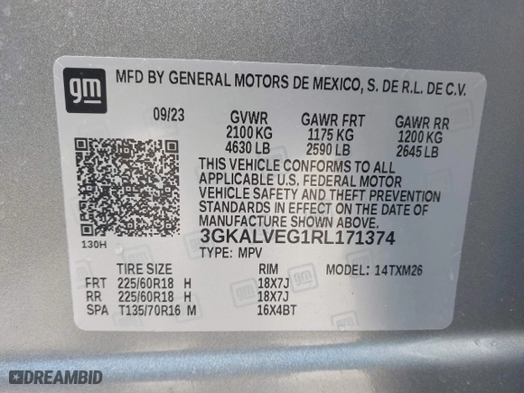 2024 GMC Terrain SLT with VIN 3GKALVEG1RL171374, listed as a IAAI auction lot 41567128 with 21,343 mi miles. Bid and sale history available at carsss.com. Image 9.
