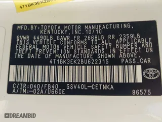 2011 Toyota Camry LE with VIN 4T1BK3EK2BU622315, listed as a IAAI auction lot 41467344 with 91,675 mi miles. Bid and sale history available at carsss.com. Image 9.