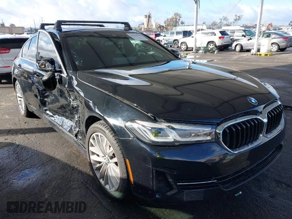 2021 BMW 5 Series 530e with VIN WBA13AG07MCF87003, listed as a IAAI auction lot 41550152 with 52,214 mi miles and . Bid and sale history available at carsss.com. Image 1.