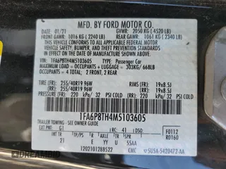 2021 Ford Mustang EcoBoost with VIN 1FA6P8TH4M5103605, listed as a Copart auction lot 58730594 with 63,996 mi miles and Salvage Title. Bid and sale history available at carsss.com. Image 12.