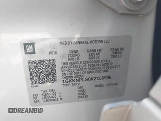 2019 GMC Acadia Denali с VIN 1GKKNPLS0KZ155926, выставлен на аукционе IAAI как лот 42253778 с пробегом 52 860 миль миль и . История ставок и продаж доступна на DreamBid. Изображение 9.