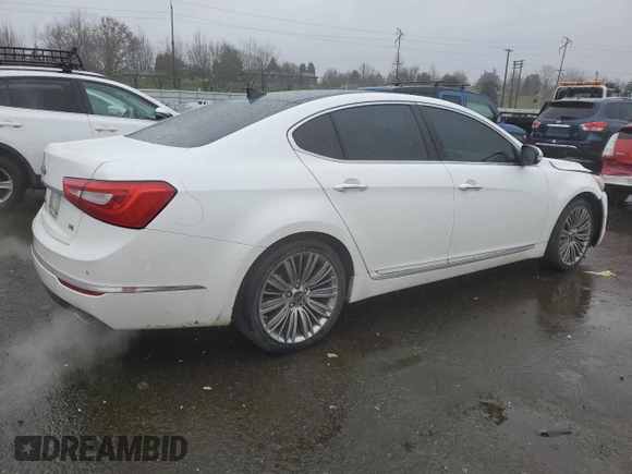 2014 Kia Cadenza Premium with VIN KNALN4D75E5156300, listed as a Copart auction lot 87351784 with 122,570 mi miles and Salvage Title. Bid and sale history available at carsss.com. Image 3.
