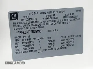 2009 GMC Yukon SLT 4SB with VIN 1GKFK33079R251967, listed as a IAAI auction lot 41901508 with 186,900 mi miles and . Bid and sale history available at DreamBid. Image 9.