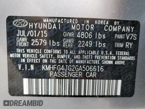 2016 Hyundai Azera z VIN KMHFG4JG2GA506616, wystawiony jako Copart lot #65019115 z przebiegiem 93 770 mil mil oraz Czysty tytuł • Clean title. Historia ofert i sprzedaży dostępna na DreamBid. Obrazek 12.
