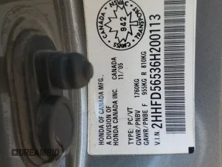 2006 Acura CSX Touring z VIN 2HHFD56536H200113, wystawiony jako Copart lot #58647895 z przebiegiem 255 471 mil mil oraz Czysty tytuł • Clean title. Historia ofert i sprzedaży dostępna na DreamBid. Obrazek 12.